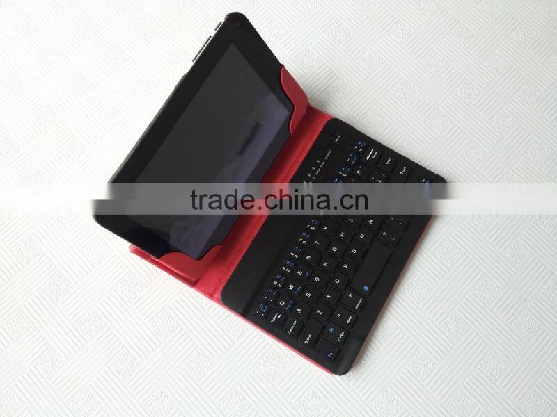 Hot sale Red buletooth keyboard case, stand flip cover tablet leather case