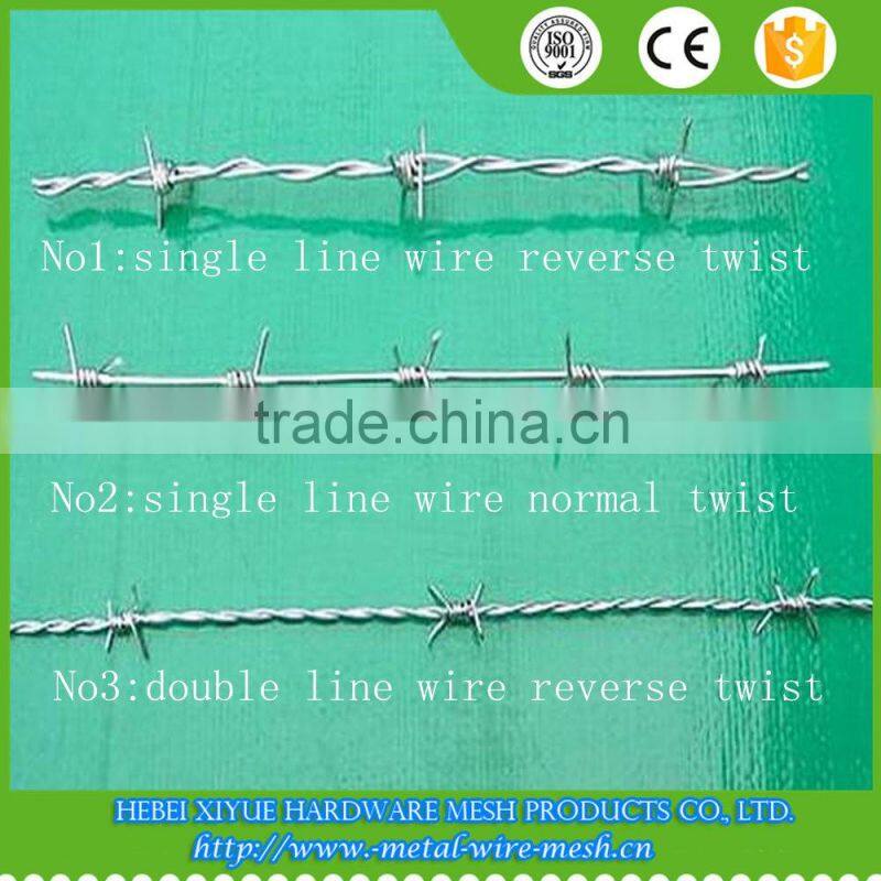 hot Galvanized double twisted 14#x14# barbed wire fob price per roll