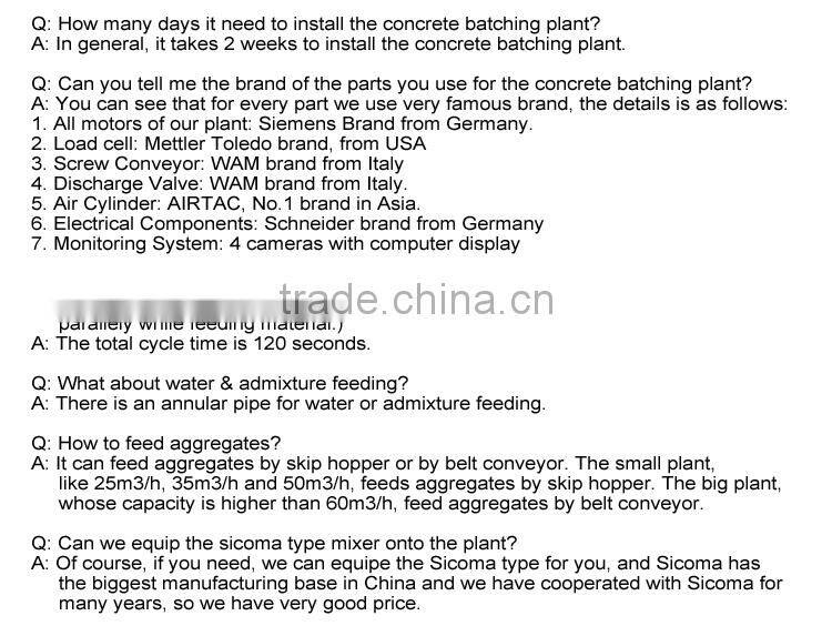 HZS25 - HZS180 Stationary RMC Concrete Batching Plant