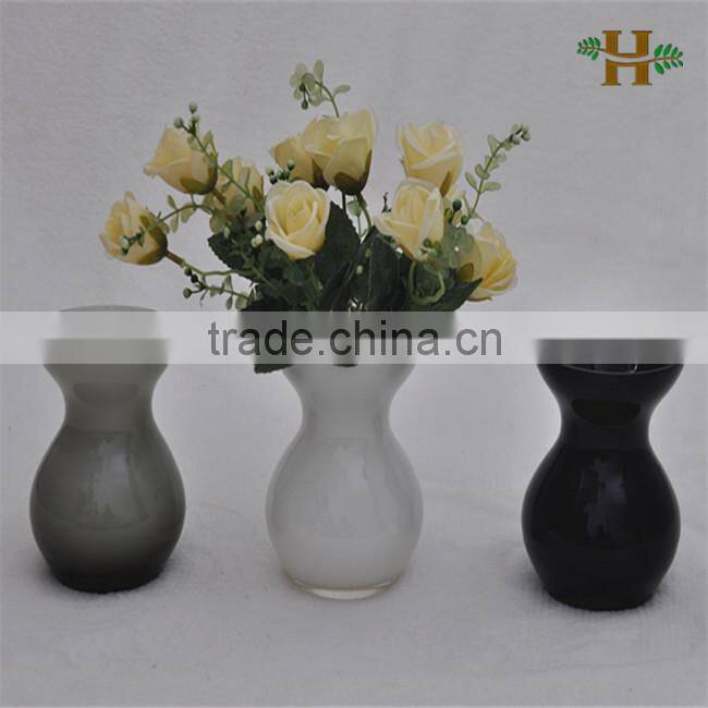 Handmade oblique opening glass bota with handle, clear slanted glass wine pot