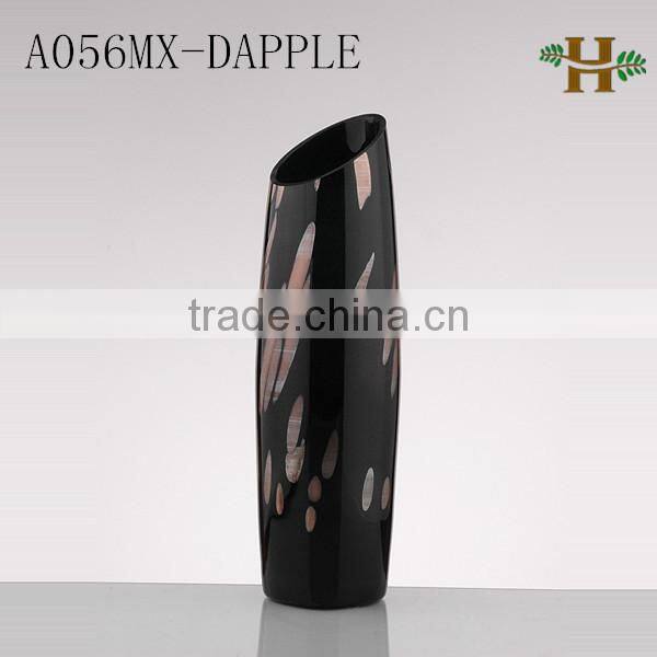 Mouthblown Black Bullet Glass Vase Slanted Glass Vase