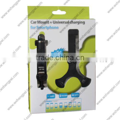Universal car holder with charger for smartphone