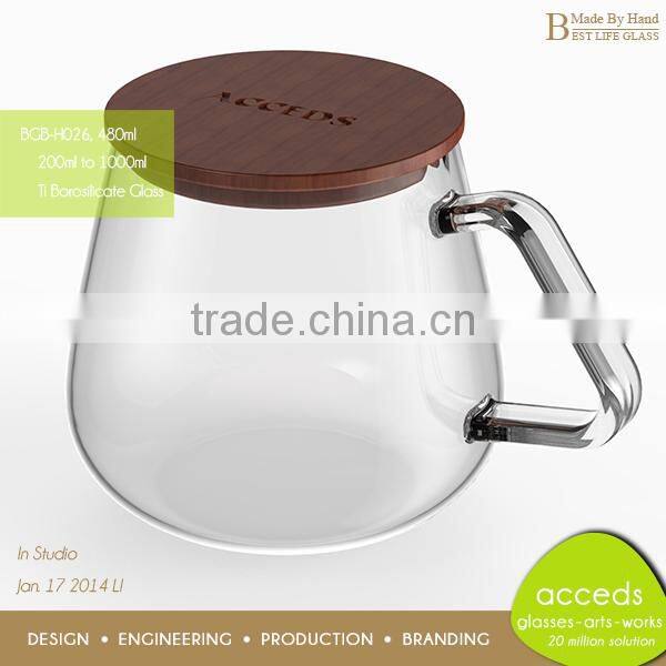 Custom Made Pyrex Glass Thermal Cheap Mason Jar with Handles