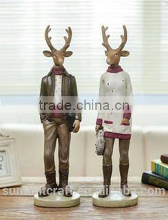 Creative color painting resin reindeer figurines christmas decoration