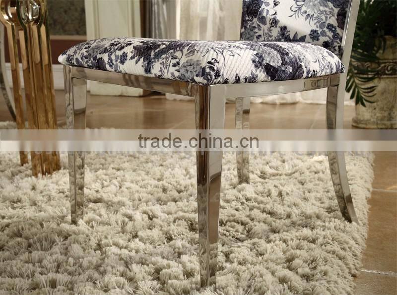 painting fabric cover mirror silver stainless steel dining chair