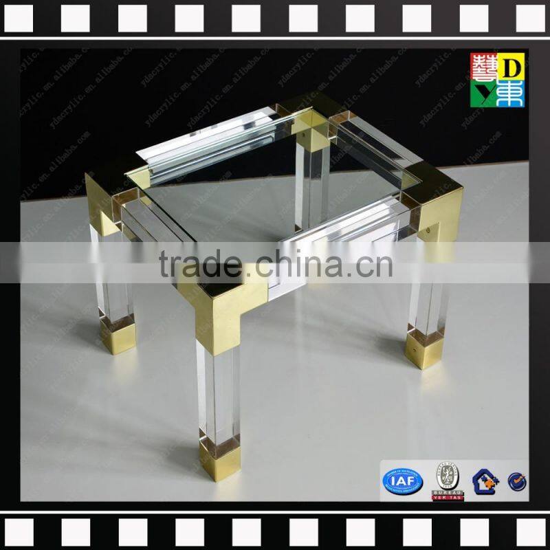 Clear acrylic cube 2 layers coffee tables with metal from shenzhen yidong