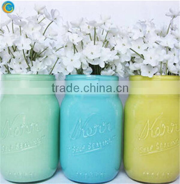 Pink and Purple Painted Mason Jar