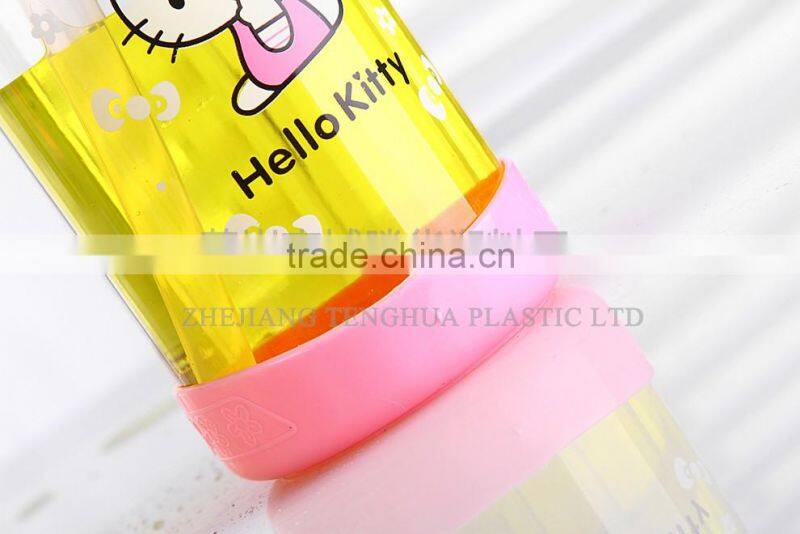 Pink Lid Plastic Baby Bottle Eco-friendly clear Baby Bottle with Straw