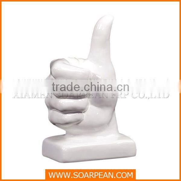 White resin hand figurine victory posture for home decoration
