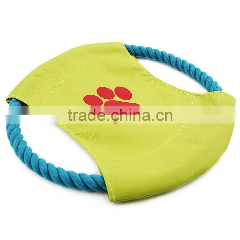 Canvas cotton rope pet dog Frisbee color cotton rope 21cm