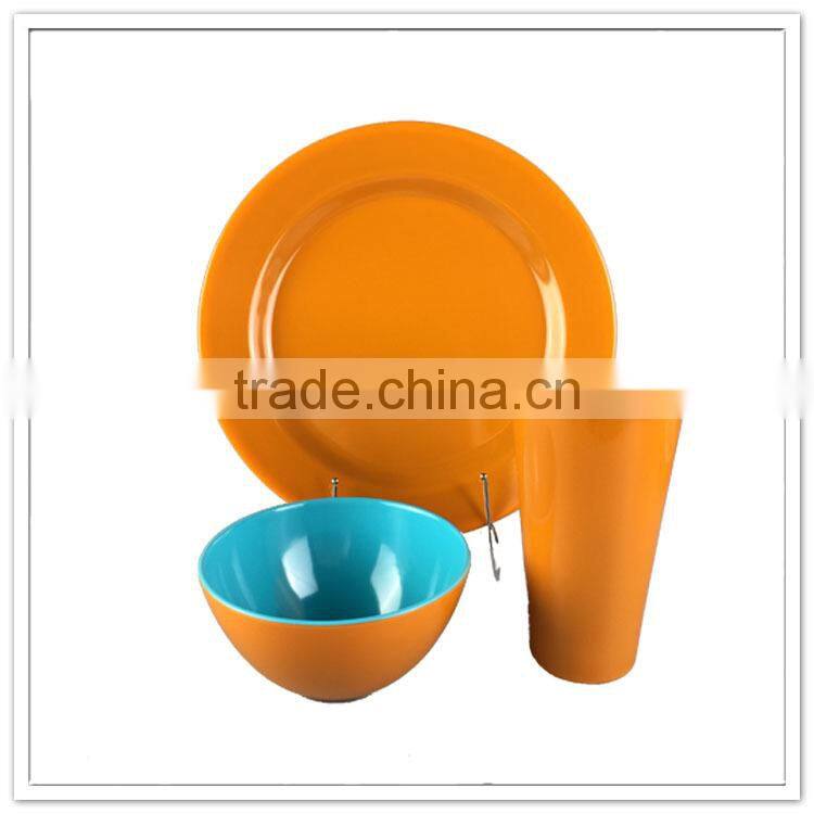Cheap two tone color plastic bulk buy melamine restaurant dinnerware set