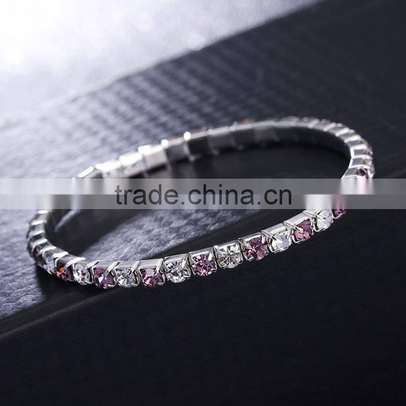 stretch colorful sparkly rhinestone chain bracelet