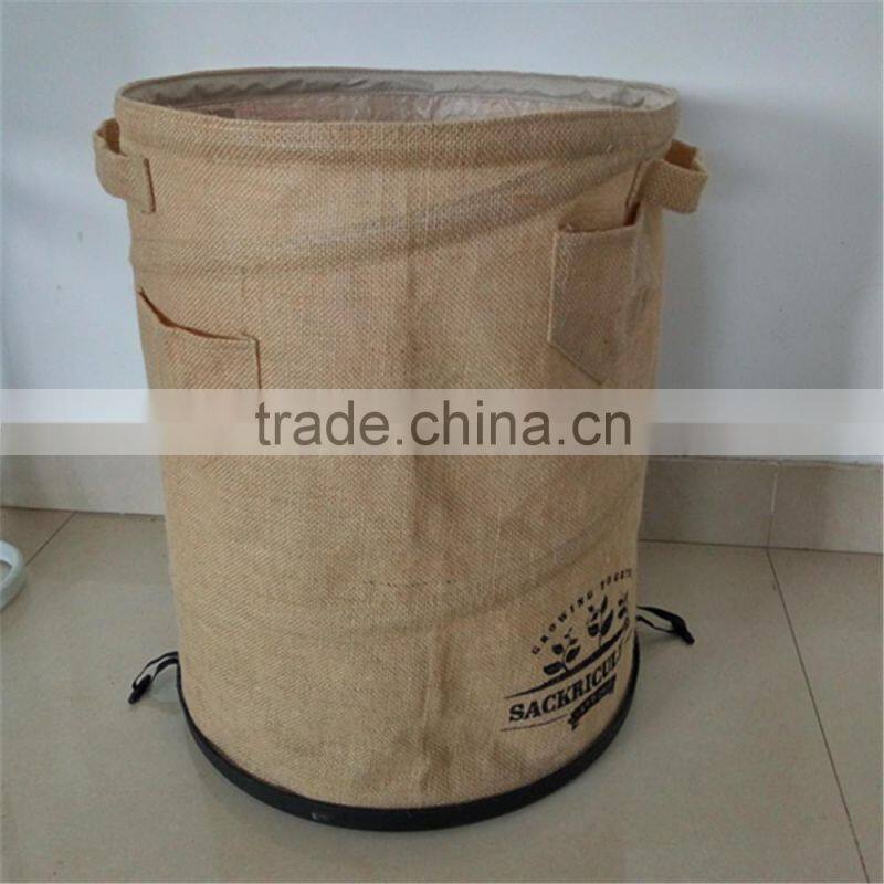 Jute pop up waste bag cheap folding jute bag