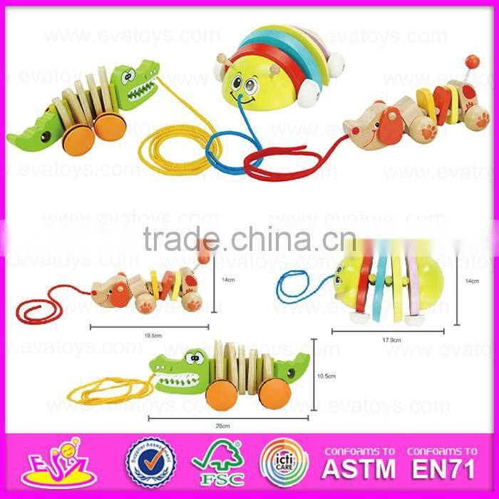 2016 wholesale funny pull and push wooden best toddler toys W05B138-S