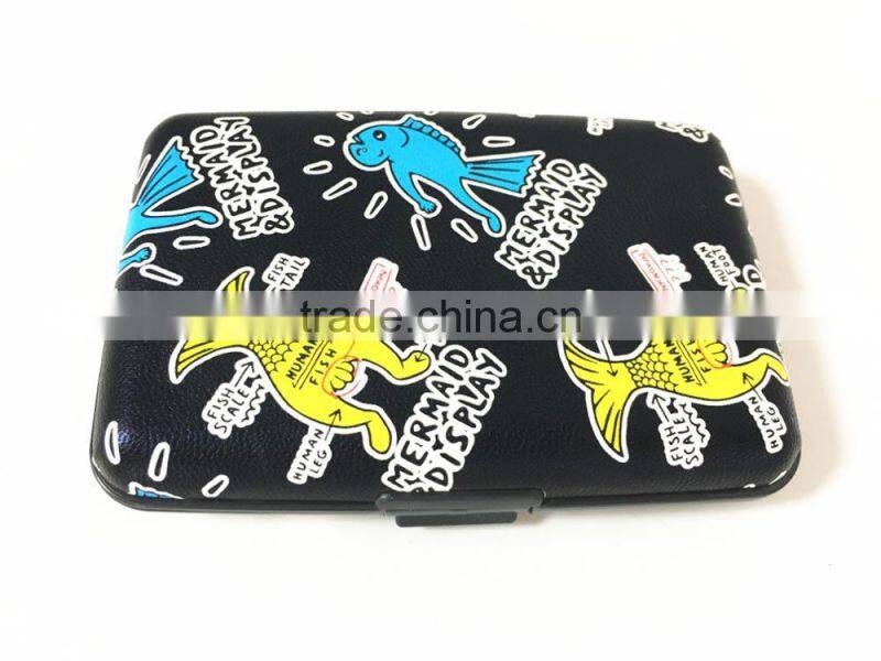 PU Leather Aluminum Wallet Business Card Holder, Credit Card Holder RFID Blocking