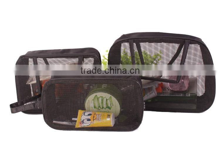 Clear PVC Mesh 3pcs Travel Kits Toiletry Bag Sets