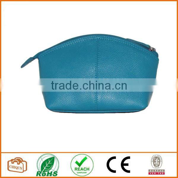 Leather Cosmetic Pouch Aqua