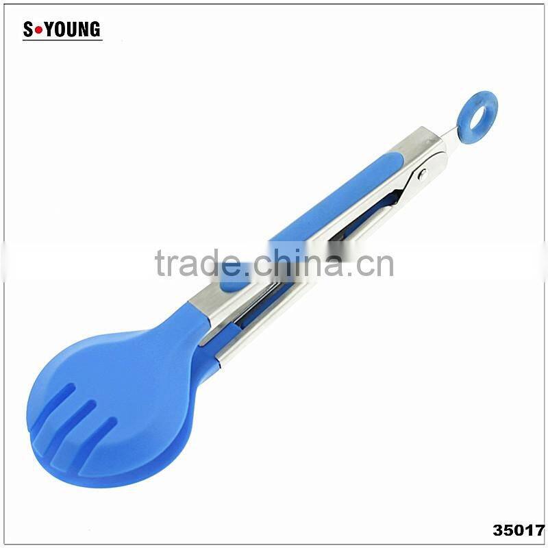 14006 New Shape Barbecue Grill Tongs Silicone Kitchen Serving Locking Food Tong