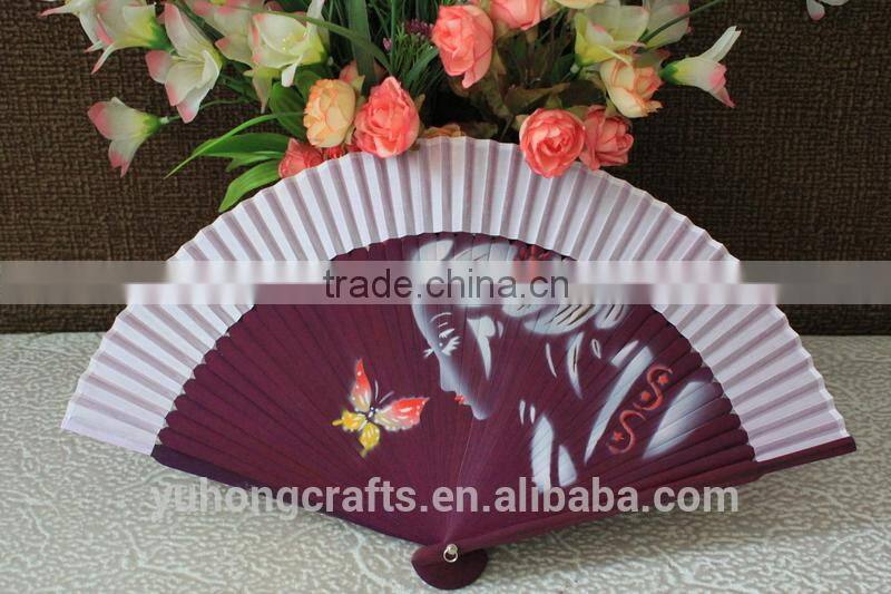 Japanese lady silk bamboo fan