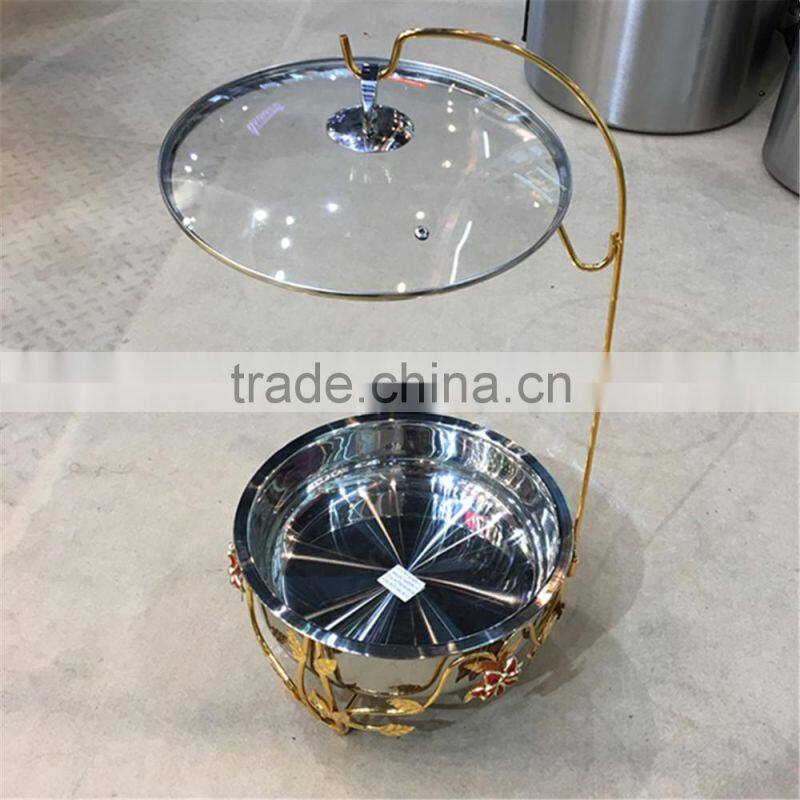 New design red flower 8Liter stainless steel cheap chafing dish for butter
