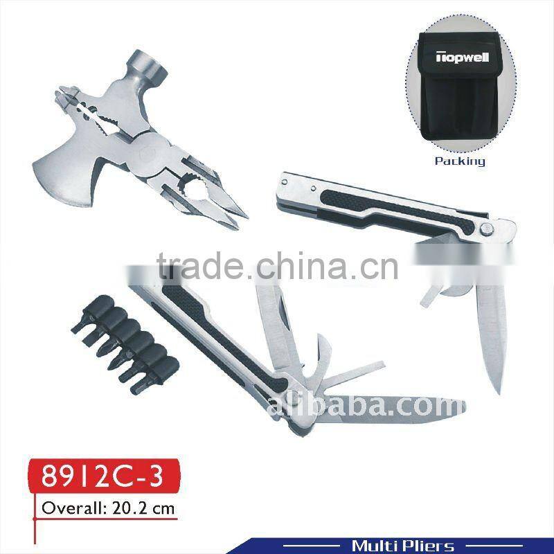 Promotion hardware mini multi function pocket hand tool hammers with axe 8912C