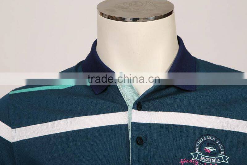 Mens polo collar striped t shirt