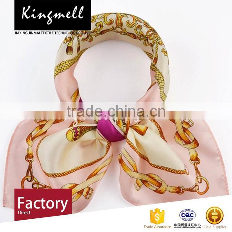 Custom fashion digital print small square silk scarf lady scarf