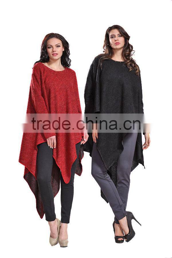 New Arrival Fashion Women Long Sleeve Knitted Sweater Poncho