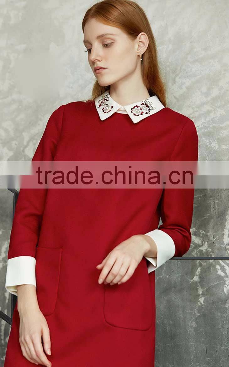 Women Fashion Dresses Winter 2016 Knee Length Dress Patterns