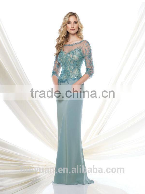 2015 fashion casual chiffon mermaid long sleeves prom dress