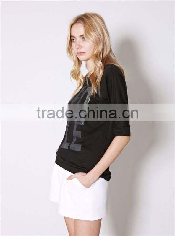 Customized 100% Cotton Fleece pullover Sweatshirts print 1/2 sleeve crewneck pullover t shirt