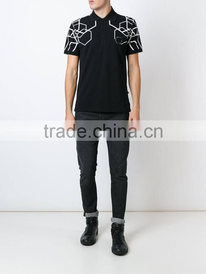 Popular custom design hexagonal print polo price shirt China