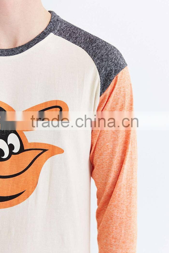 2016 new design custom raglan t-shirt with orioles printed front