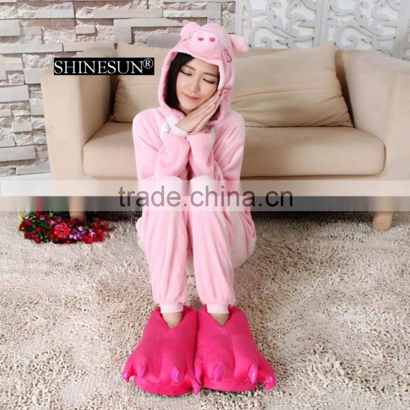 New Winter Unisex Men Women Adult Pajamas Cosplay Costume Cartoon Animal Pig Sleepwear