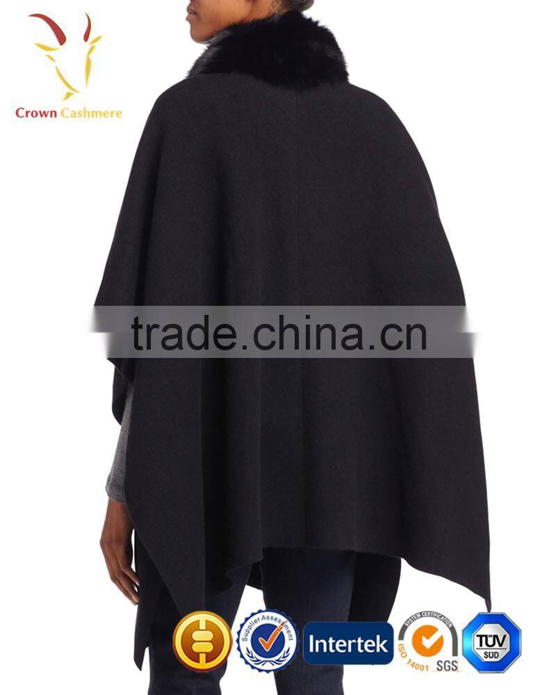 Fashion Design Luxury Ladies' Cashmere Shawl with Fur