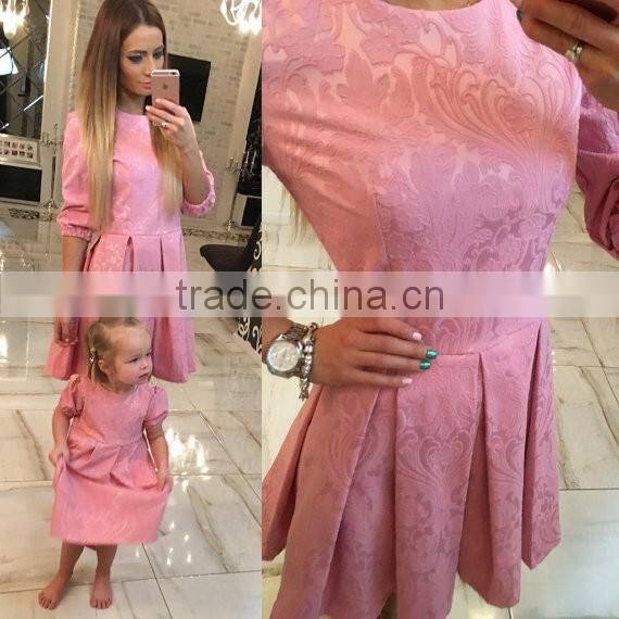 Pastel Pink/ Blue Family Outfits Mother And Daughter Dress Child Dress