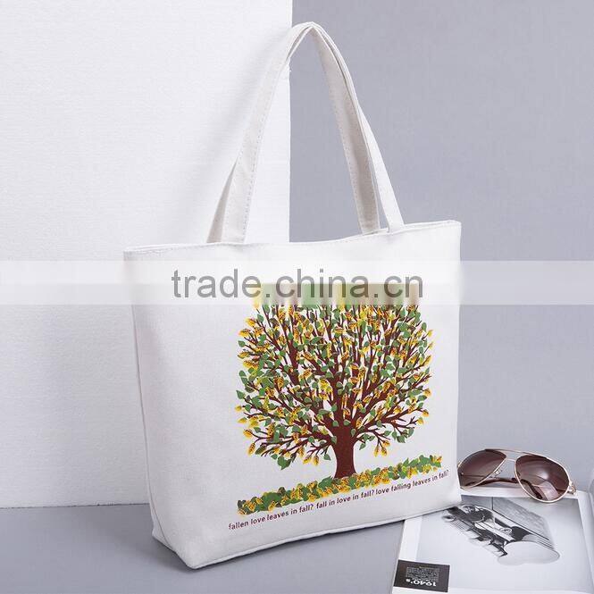 Wholesale top zipper canvas shopping custom bag for women