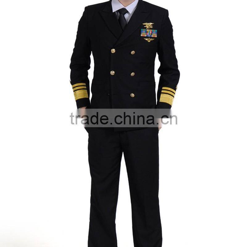 China Custom Made Manufacture Black Air Use Uniforms Airline Pilot Uniform