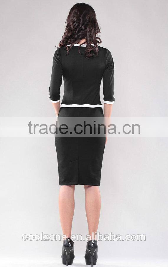 Elegant contrast ladies office suit fashion stylish woman suit 2015