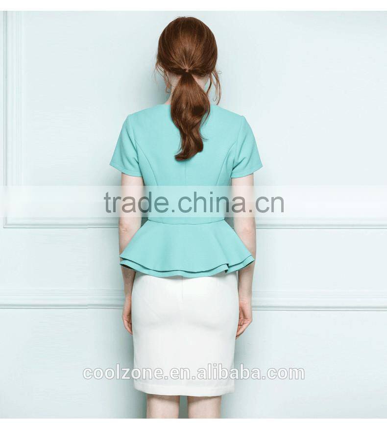 Women summer two pieces business suits office lady uniform