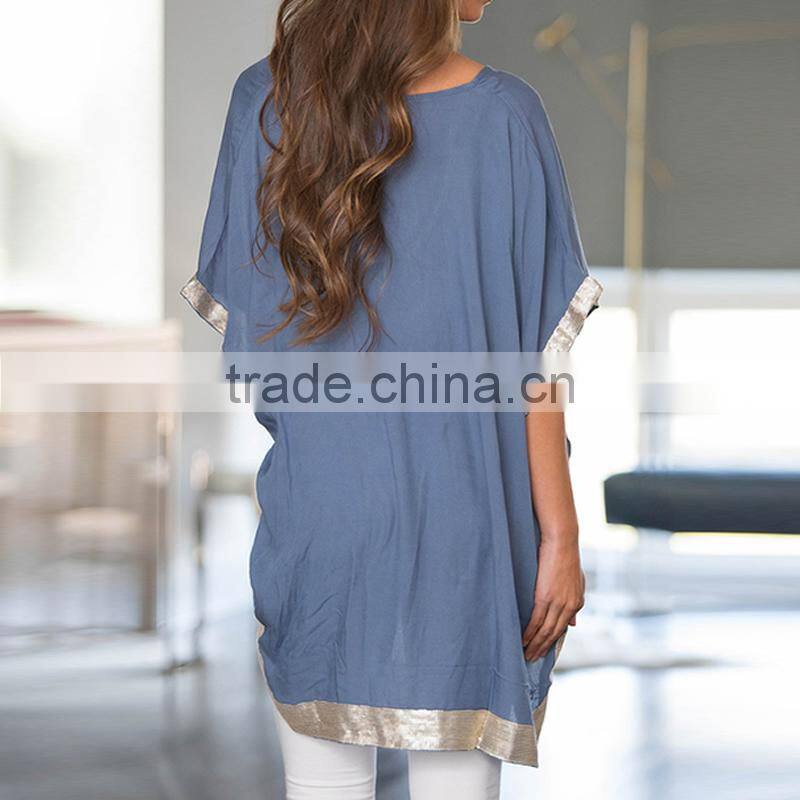 2017 summer ladies Asymmetrical cotton short sleeve