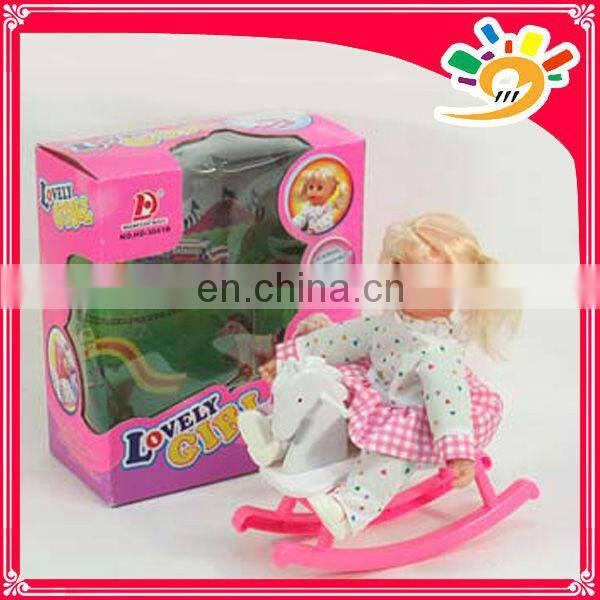 Kids Colorful Plastic Rocking Horse Toys, Riding Horse Set With Doll And Music