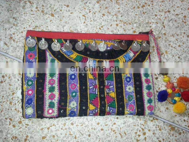 COLORFUL VINTAGE BANJARA EMBROIDERY ETHNIC PATCHWORK HANDMADE CLUTCH BAG