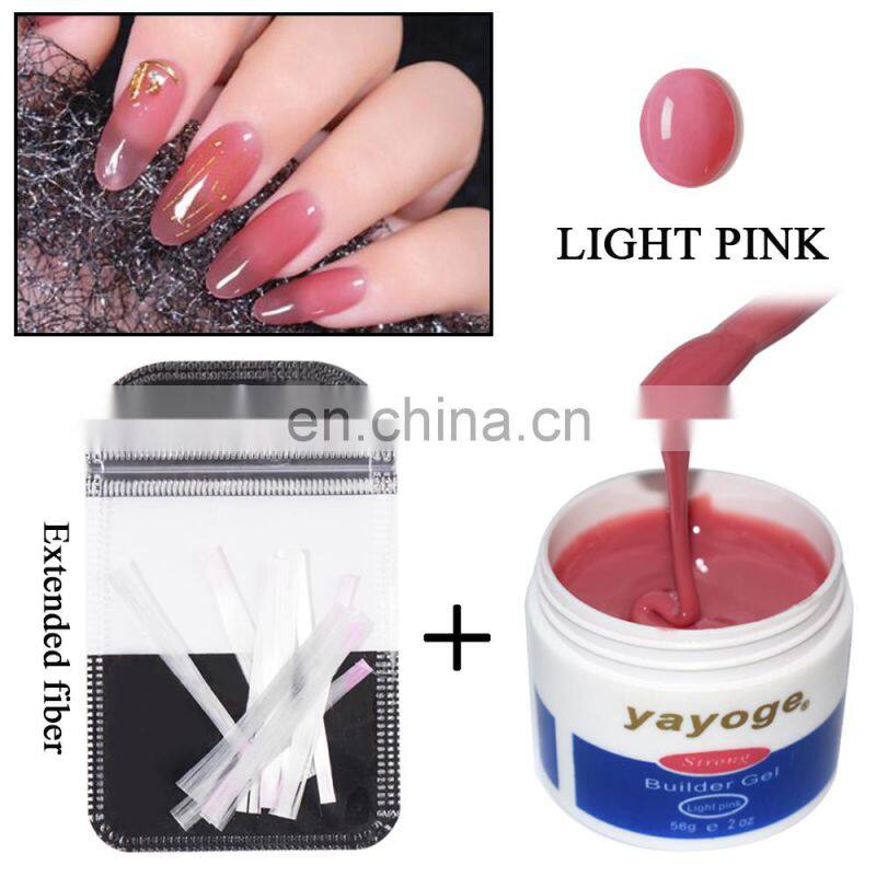 Fiberglass Extension nail gel kit with builder gel set fiber glass uv gel with base coat and top coat in stock