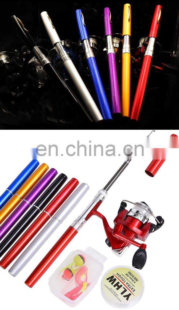 Fishing Rod Reel Combo Set Mini Telescopic Portable Pocket Pen Fishing Rod Pole + Aluminum Alloy Reel + Lures Baits + Jig Hooks