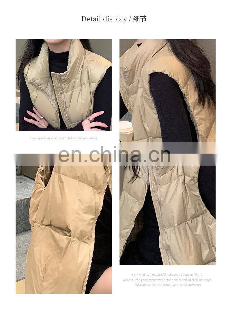 New Arrival Women Down Filled Solid Sleeveless Jacket Custom Winter Down Puffer Vest Short Casual Women's Jackets