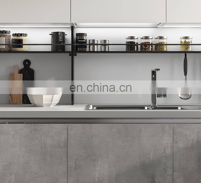 Modern Black High Gloss Lacquer Finish Handle less German kitchen