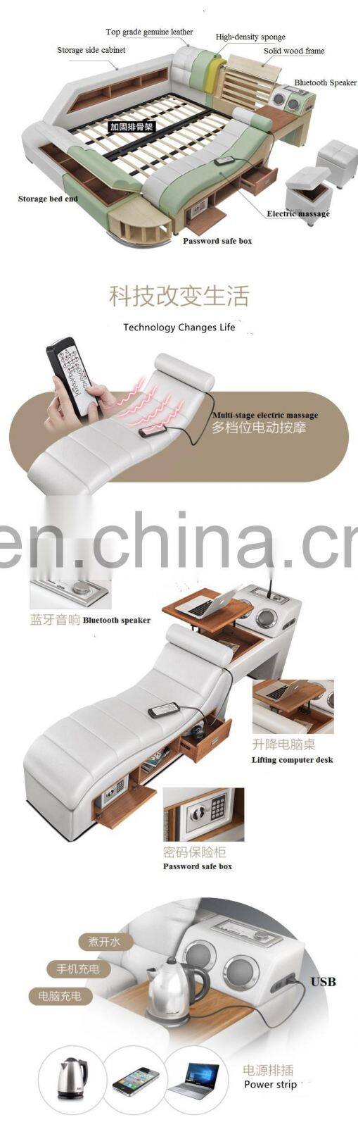 Luxury Modern style leather sofa wood beds room furniture for home or hotel