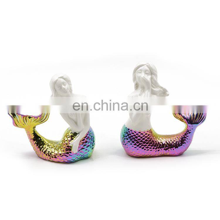 handmade mermaid beautiful white sublimation art ornaments luxury ceramic home decoration accessories pieces