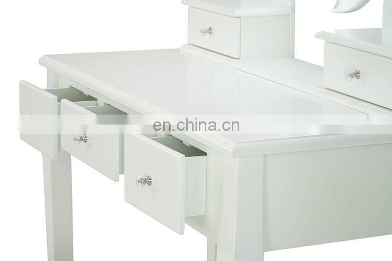 White 10 led lights mirror nordic dressing table bedroom modern with stool